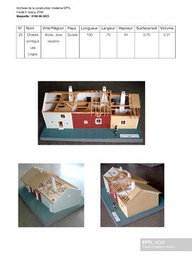 Chalets contigus Les Loges, Arzier, Jura vaudois (Vaud, Suisse) [maquette]